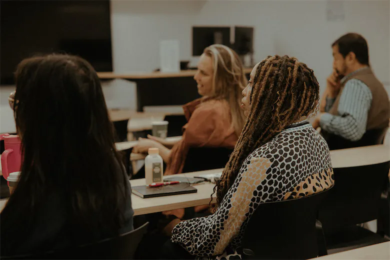 Emma Willis of NWA Black Heritage participates in Leadership Insights from Janie Mines at The Collaborative Learning Lab during Welcoming Week 2024.